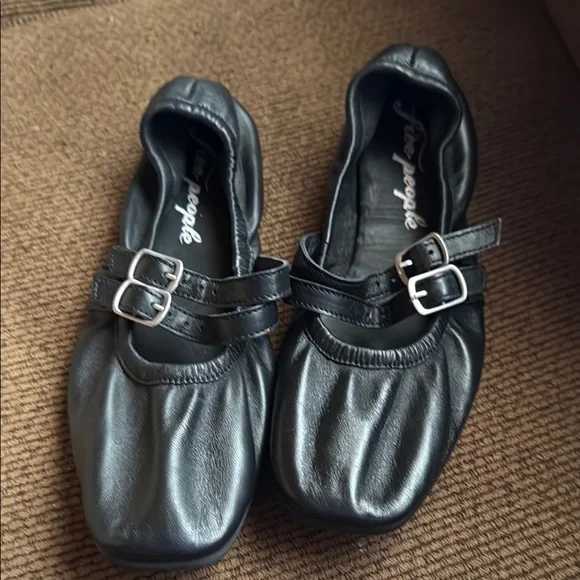 Free People Black Mary Jane Flats - Picture 1 of 4
